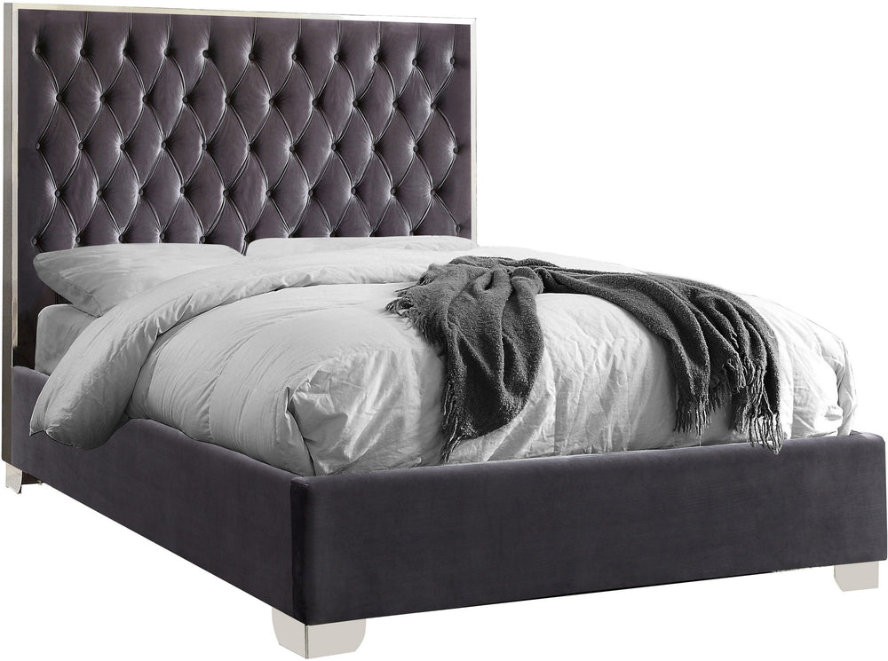 Priscilla King Bed In Grey Velvet