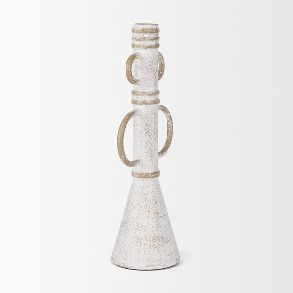 Ziva Large Distressed White Metal Sculptural Object