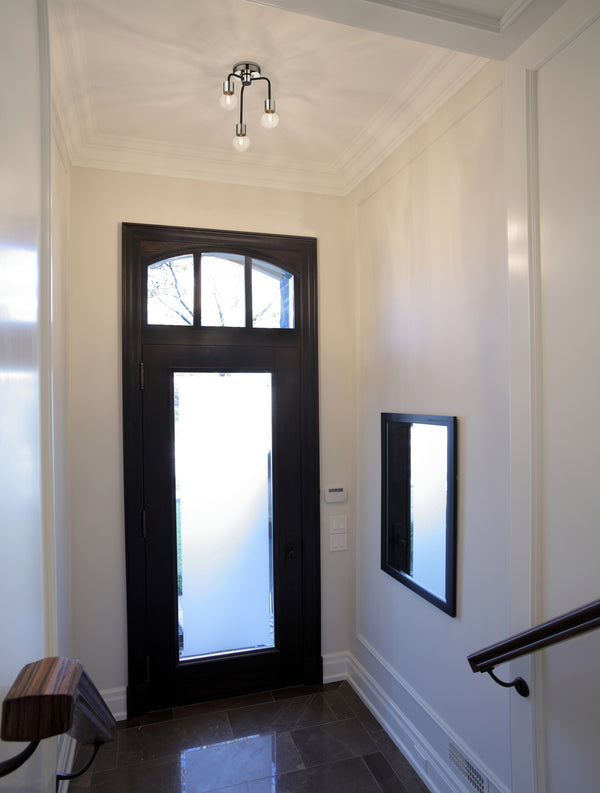 Neutra 3 Light Semi Flush Mount in Matte Black + Polished Nickel Finish