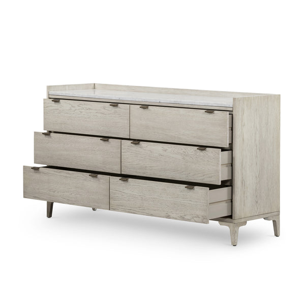 Viggo 6 Drawer Dresser In Vintage White Oak