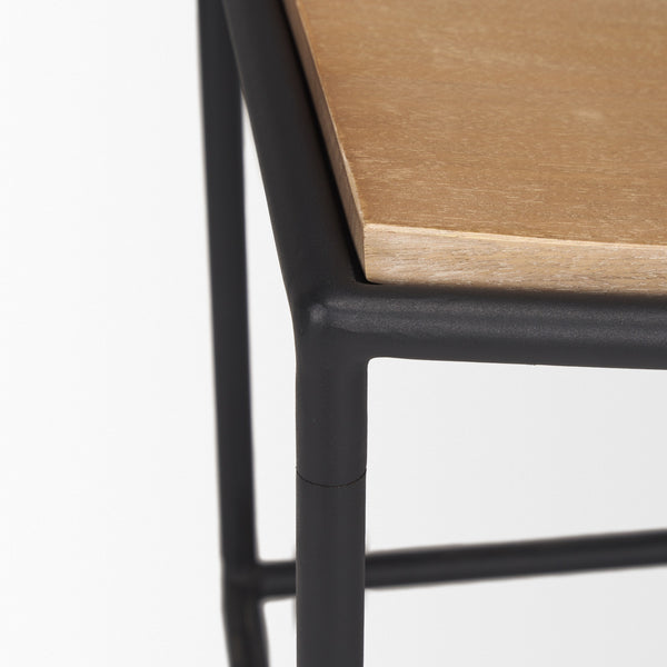 Taniel Light Brown Wood w/ Black Metal Stool