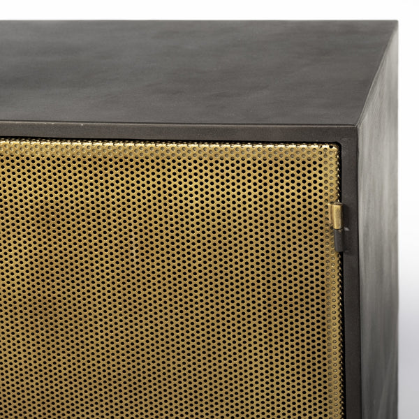 Newsome II 79Lx16Wx33H Black and Gold Metal 4 Cabinet Door Sideboard