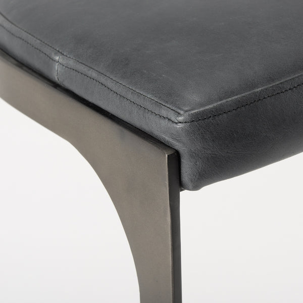 Tyson 17L x 18W x 28H Black Leather W/ Metal Frame Counter Stool