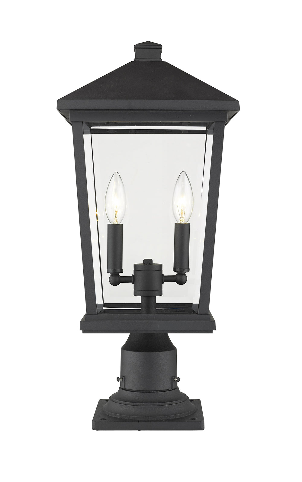 Beacon 2 Light Outdoor Pier Mounted Fixture in Black Finish