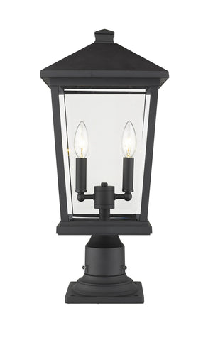 Beacon 2 Light Outdoor Pier Mounted Fixture in Black Finish