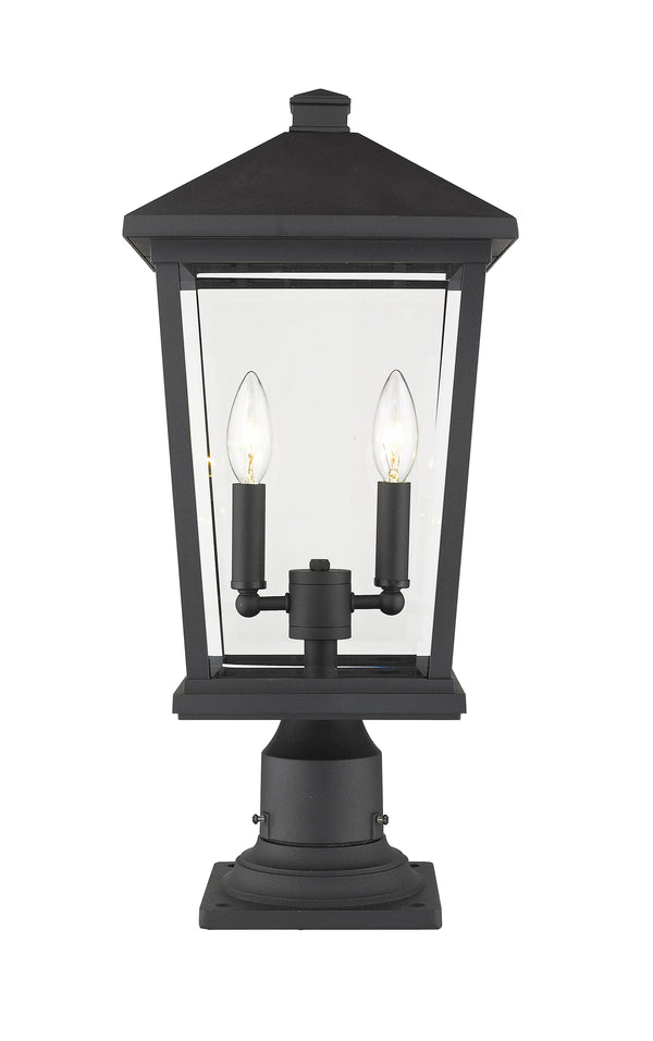 Beacon 2 Light Outdoor Pier Mounted Fixture in Black Finish
