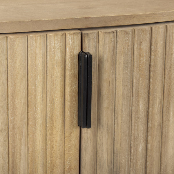 Terra Fluted Light Brown Wood 2-Door Accent Cabinet