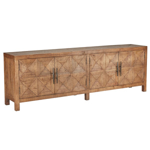 Elani Solid Wood 4-Door Cabinet in Brown