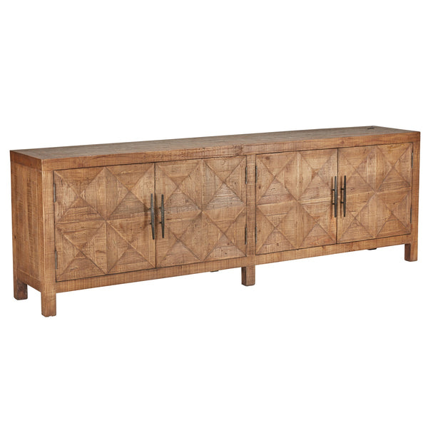 Elani Solid Wood 4-Door Cabinet in Brown