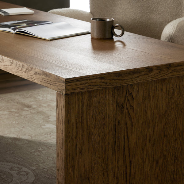 Posada L In Shaped Desk In Amber Oak Veneer