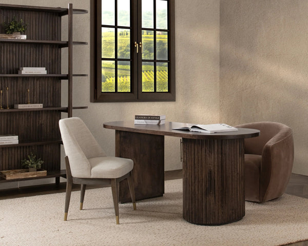 Redford Solid Wood Desk with Storage - Kona Brown