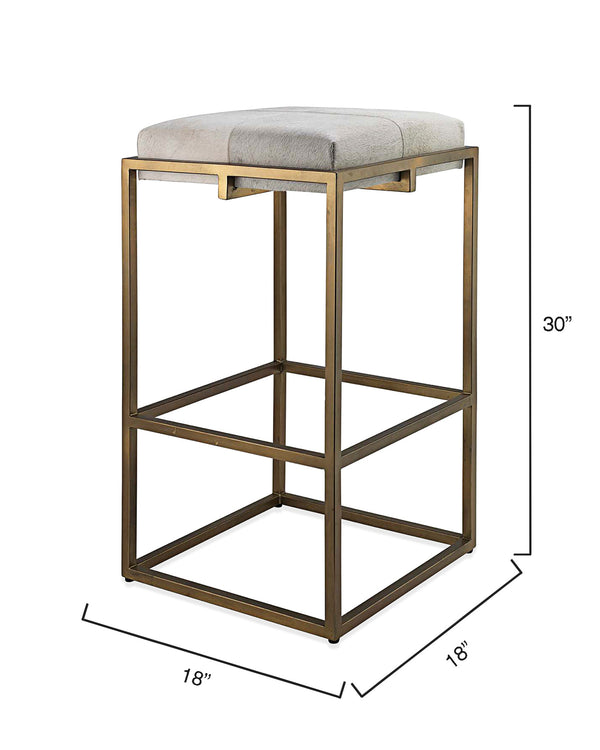 Shelby Hide Bar Stool, White