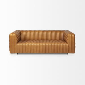 Ricciardo Cognac Leather Three Seater Sofa 82.5L x 38.5W x 26.5H