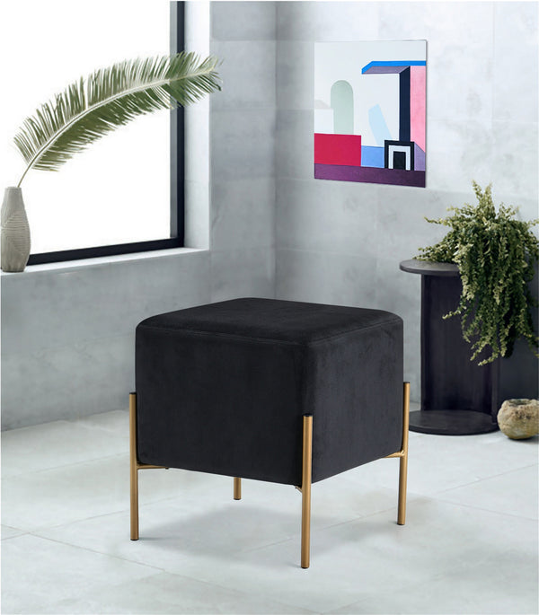Jordan Ottoman/Stool In Black Velvet