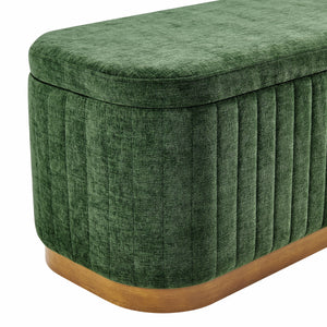 Clinton Chenille Storage Bench, Seneca Green 