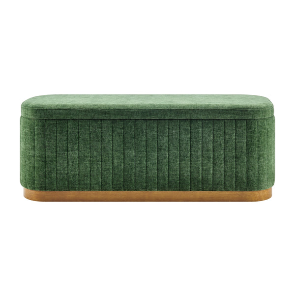 Clinton Chenille Storage Bench, Seneca Green 