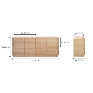 Round Off Sideboard in Natural Oak Finish