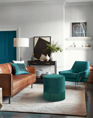Jerome Ottoman/Stool In Green Velvet
