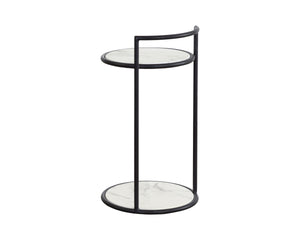 PARGA END TABLE - BLACK - MARBLE LOOK