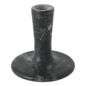 East Short Candle Holder in Black Veined Marble
