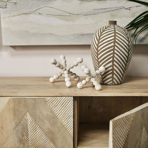 Carrollton II (Large) 9L x 9W Off-White Geometric Wood Ball Jack