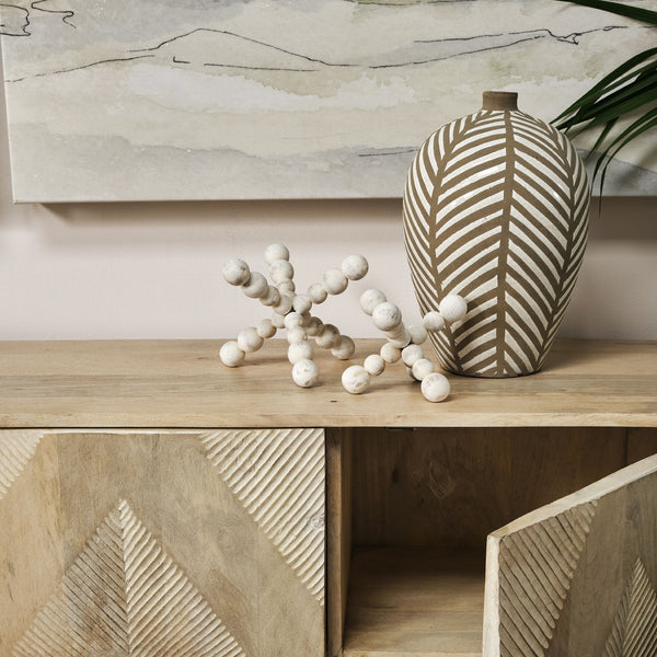 Carrollton II (Large) 9L x 9W Off-White Geometric Wood Ball Jack