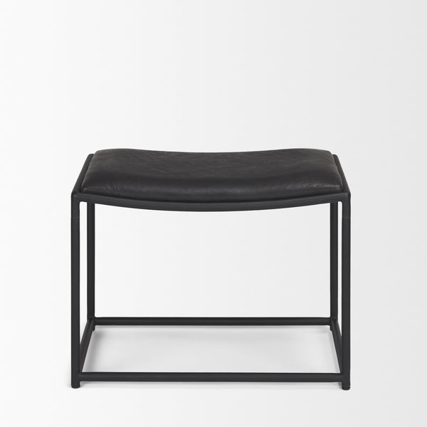 Taniel Black Leather w/ Black Metal Stool