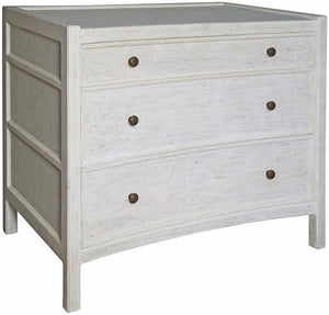 Hampton Mahogany and Veneer Side Table with Brass Pulls in White Wash Finish