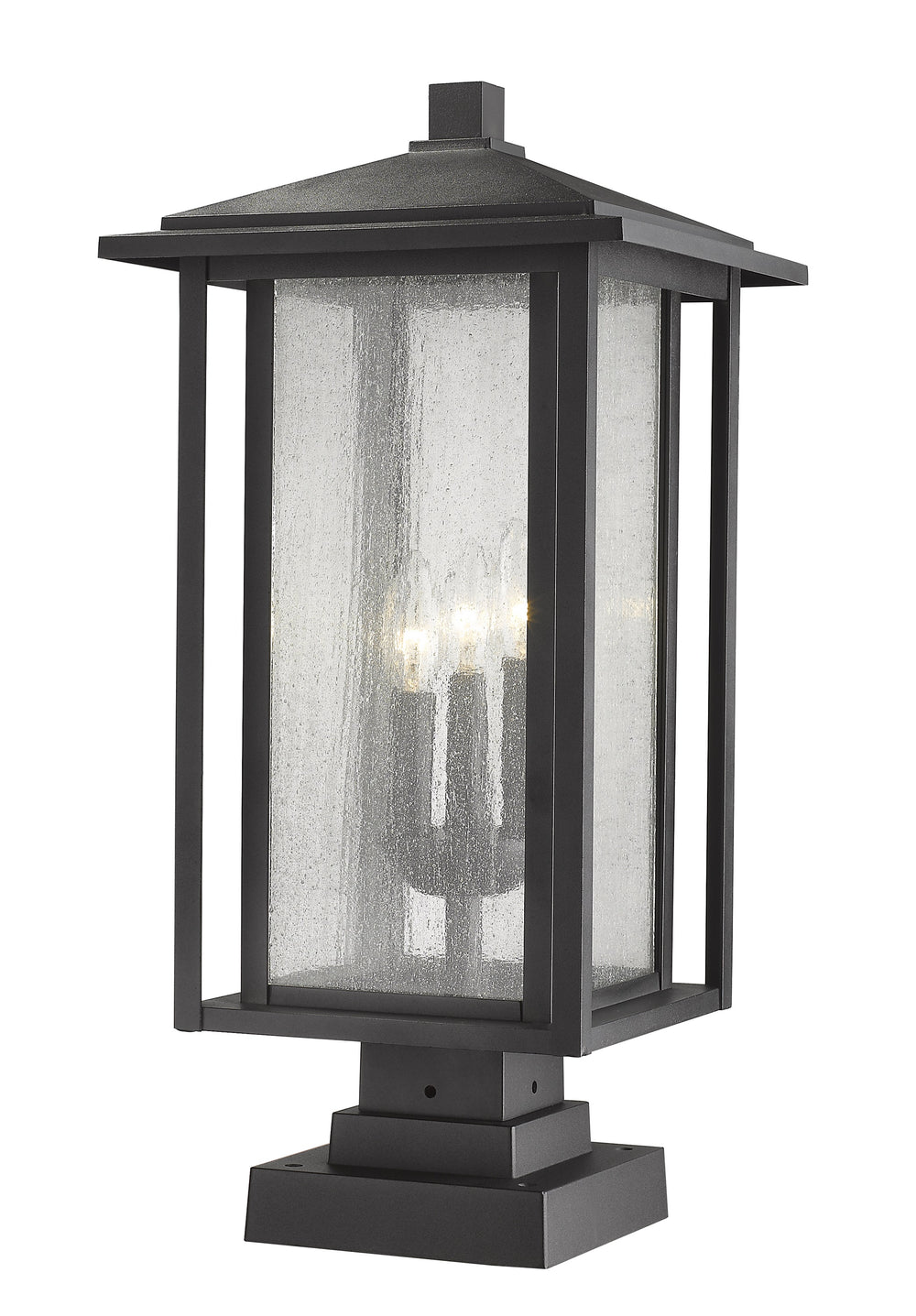 Aspen 3 Light Outdoor Pier Mounted Fixture in Black Finish