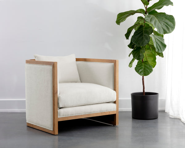 CHLOE LOUNGE CHAIR - NATURAL - HEATHER IVORY TWEED