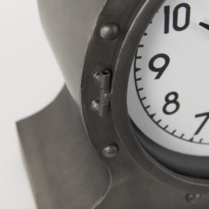 Camden Gray Distressed Metal Porthole Table Clock