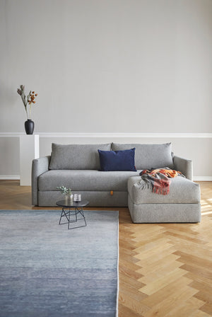 CORNILA OTTOMAN in MELANGE GREY FABRIC 538