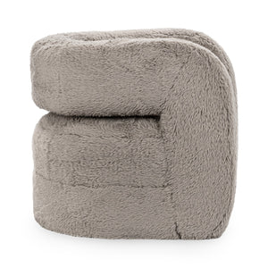 Teddy Plush Accent Chair in Soft Faux Fur - Granite