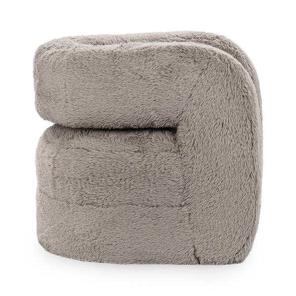 Teddy Plush Accent Chair in Soft Faux Fur - Granite