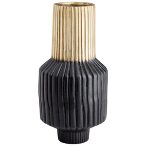 Allumage Vase in Matt Black and Gold