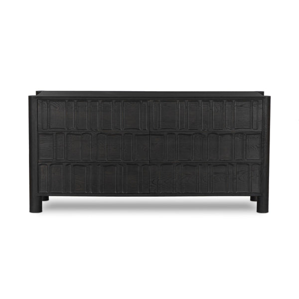 Ezri 6 Drawer Dresser - Carved Black Oak