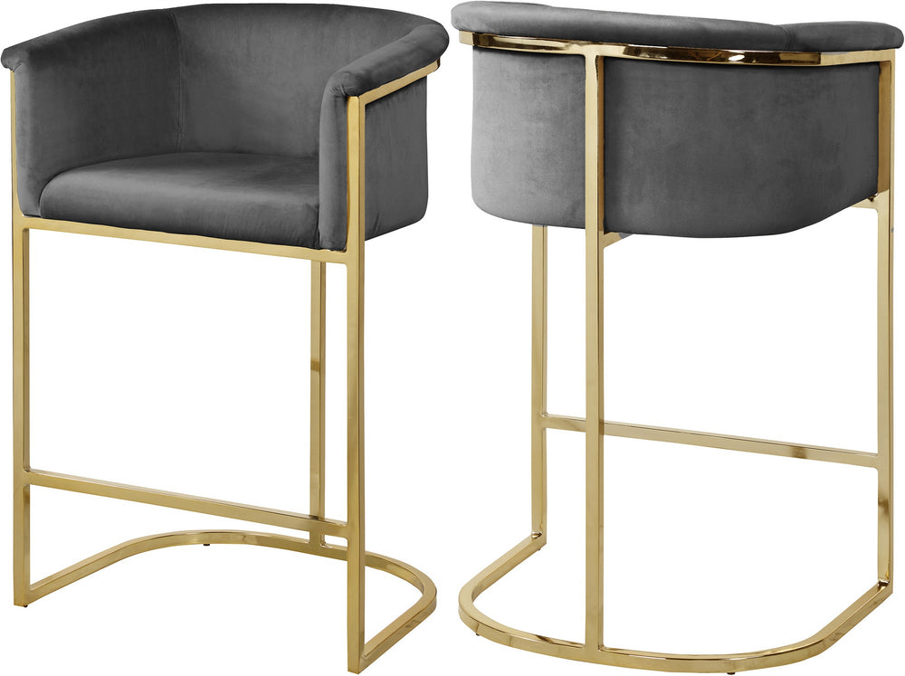 David Stool In Grey Velvet