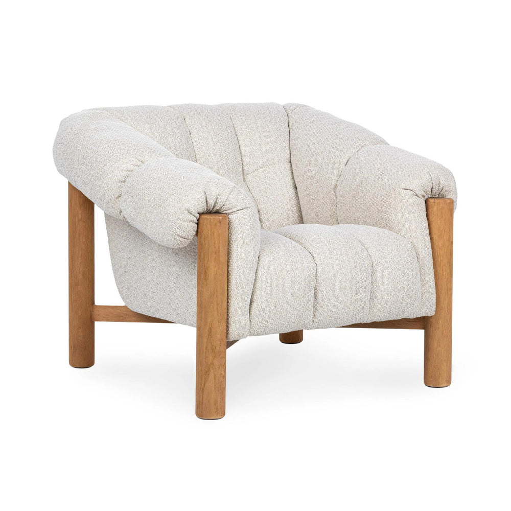 Sansa Upholstered Accent Chair in Cream with Oak Frame