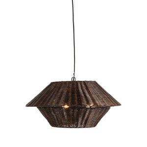Mccarthy Pendant In Brown Rattan And Antiqued Iron