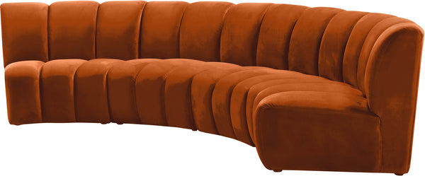 Lynda 4pc. Modular Sectional In Cognac Velvet