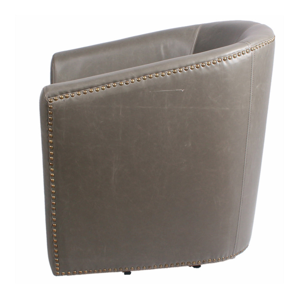 Ernest Bonded Leather Swivel Arm Chair In Vintage Gray