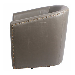 Ernest Bonded Leather Swivel Arm Chair In Vintage Gray