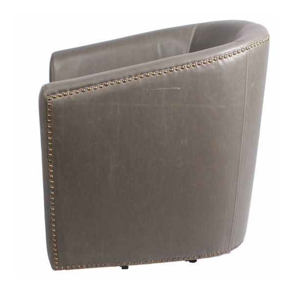 Ernest Bonded Leather Swivel Arm Chair In Vintage Gray