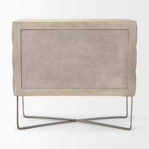 Excelsior 36.0L x 18.0W x 32.5H Light Brown Wood Gold Iron Base Accent Cabinet