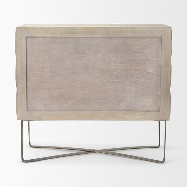 Excelsior 36.0L x 18.0W x 32.5H Light Brown Wood Gold Iron Base Accent Cabinet