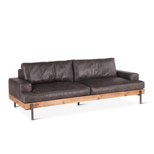 Portofino Distressed Antique Ebony Leather Sofa