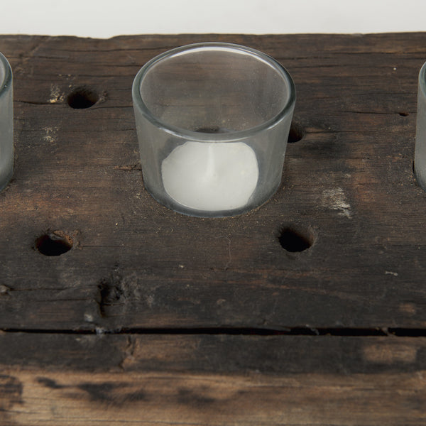 Lakara Reclaimed Wood Eight Tealight Table Candle Hodler