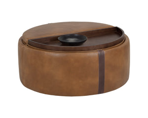 BORELLI WHEELED STORAGE OTTOMAN - TOBACCO TAN / AUTUMN CHESTNUT