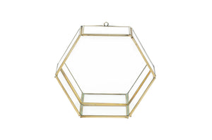 Brass & Glass Hanging Hexagon Small