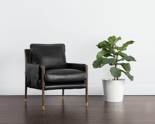 MAUTI ARMCHAIR - DISTRESSED BROWN - CORTINA BLACK LEATHER